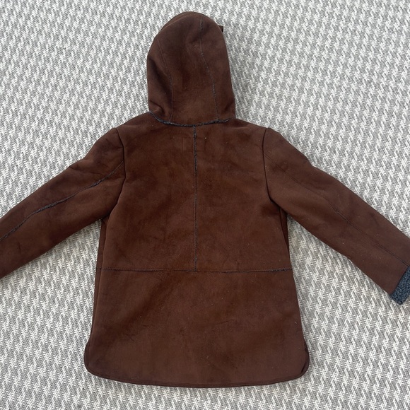 Zara Brown Sherpa Coat Jacket Size 7/8 Girls - Picture 7 of 8